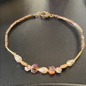 Artisan OOAK Copper Wire Necklace with Faux Crystal and Wire Beads